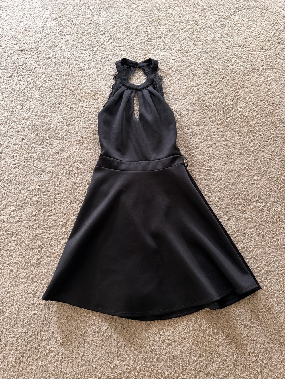 B. Smart Black Halter Backless Fit-and-Flare Dress